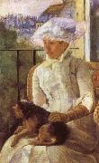 Mary Cassatt Susan on a Balcony Holding a Dog oil painting picture wholesale